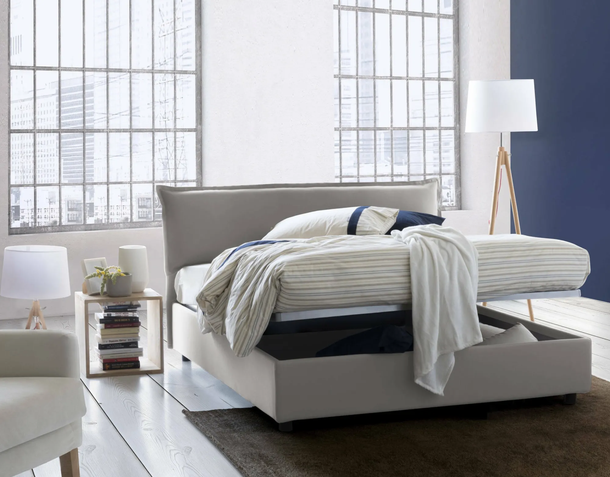 Letto matrimoniale Amilcare, con materasso 160x190 Cm incluso,<Dmora Flash Sale