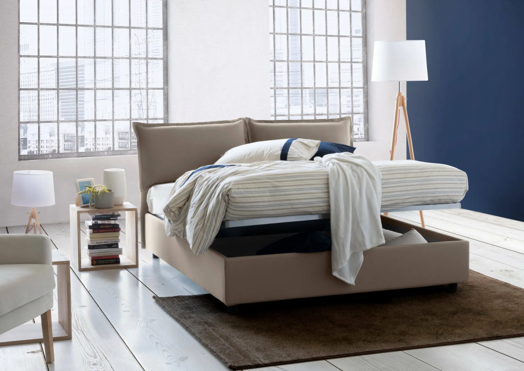 Letto matrimoniale Anjin, adatto per materasso Cm 160x190,<Dmora New
