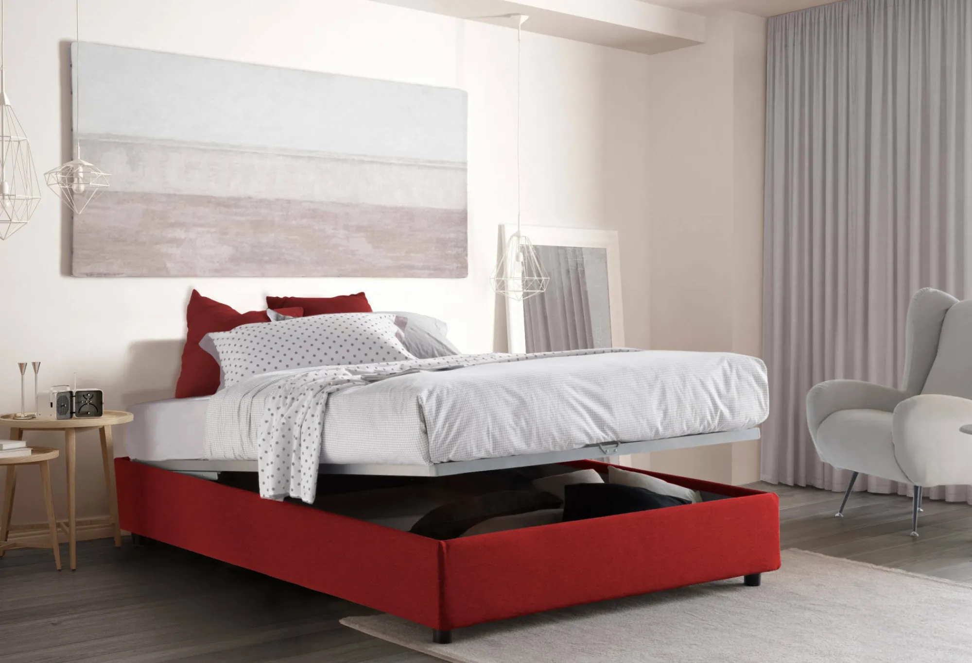 Letto matrimoniale Apel, con materasso Cm 160x190 incluso,<Dmora Sale
