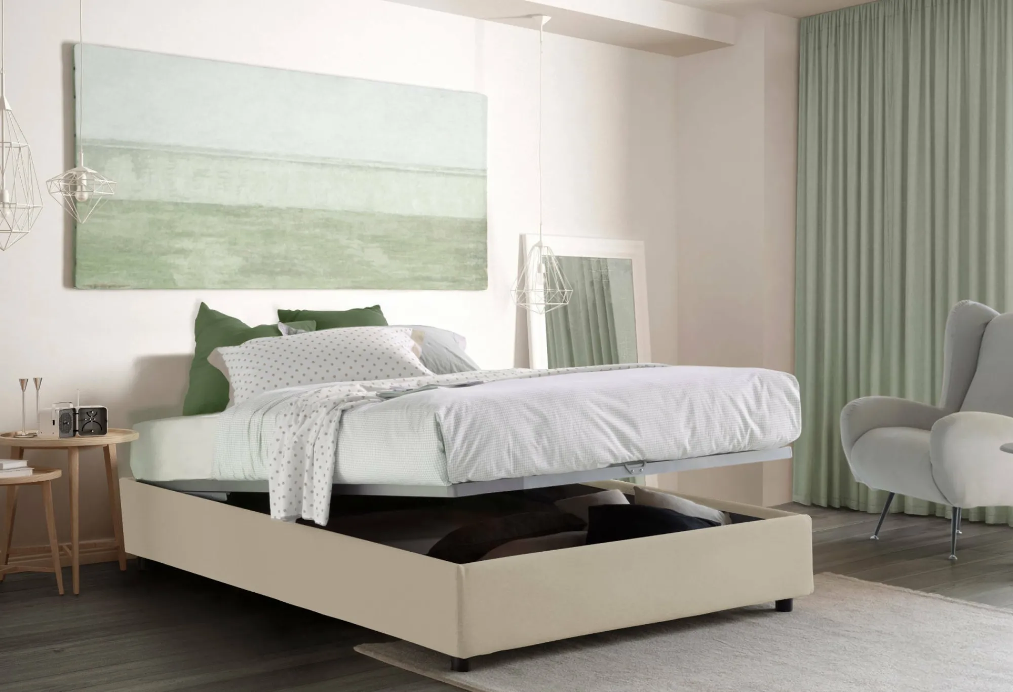 Letto matrimoniale Apel, con materasso Cm 160x190 incluso,<Dmora Shop