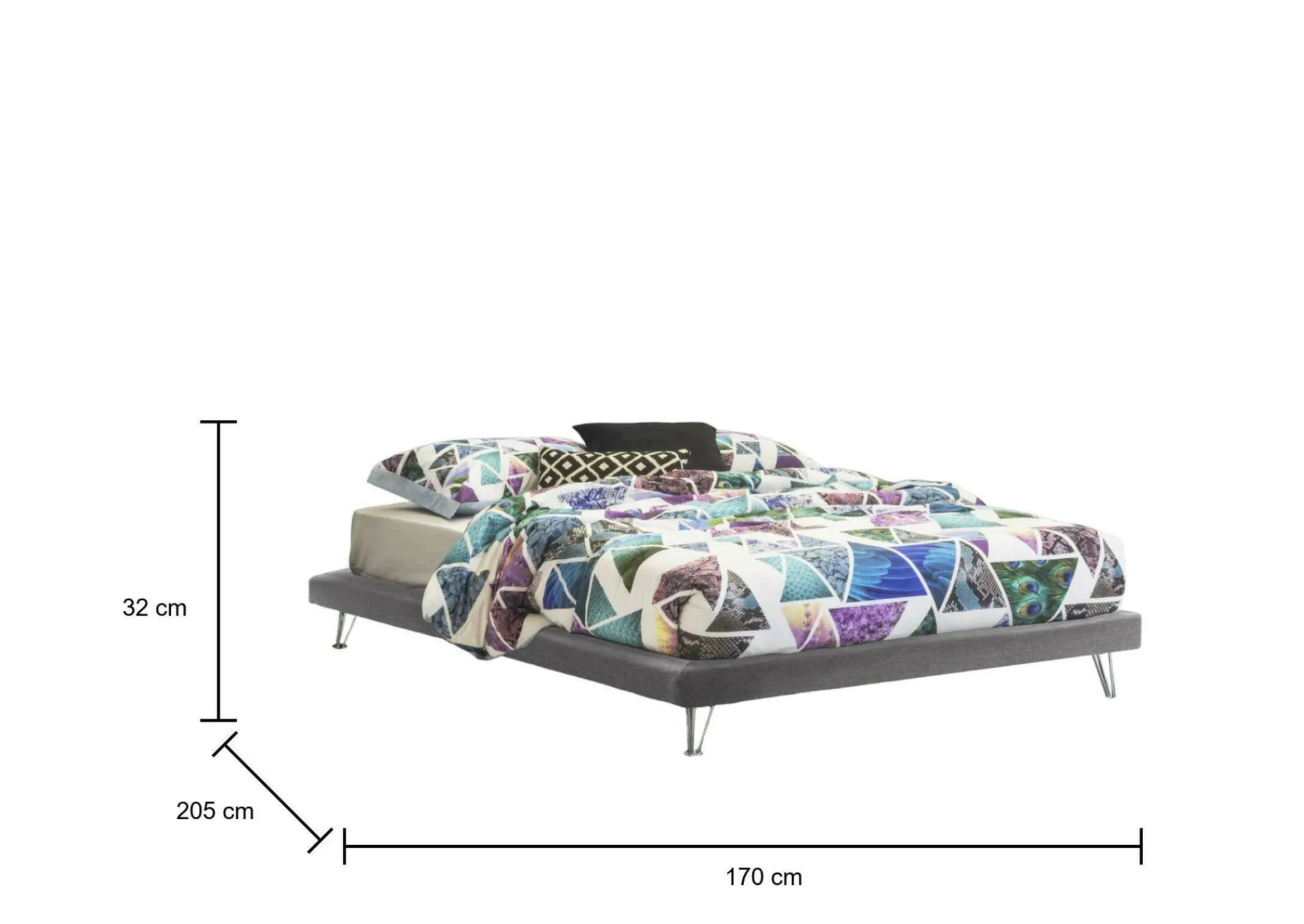 Letto matrimoniale Arbatrax, adatto per materasso Cm 160x190,<Dmora Outlet