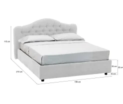 Letto matrimoniale Arex, Adatto a materasso Cm 160x190,<Dmora Outlet