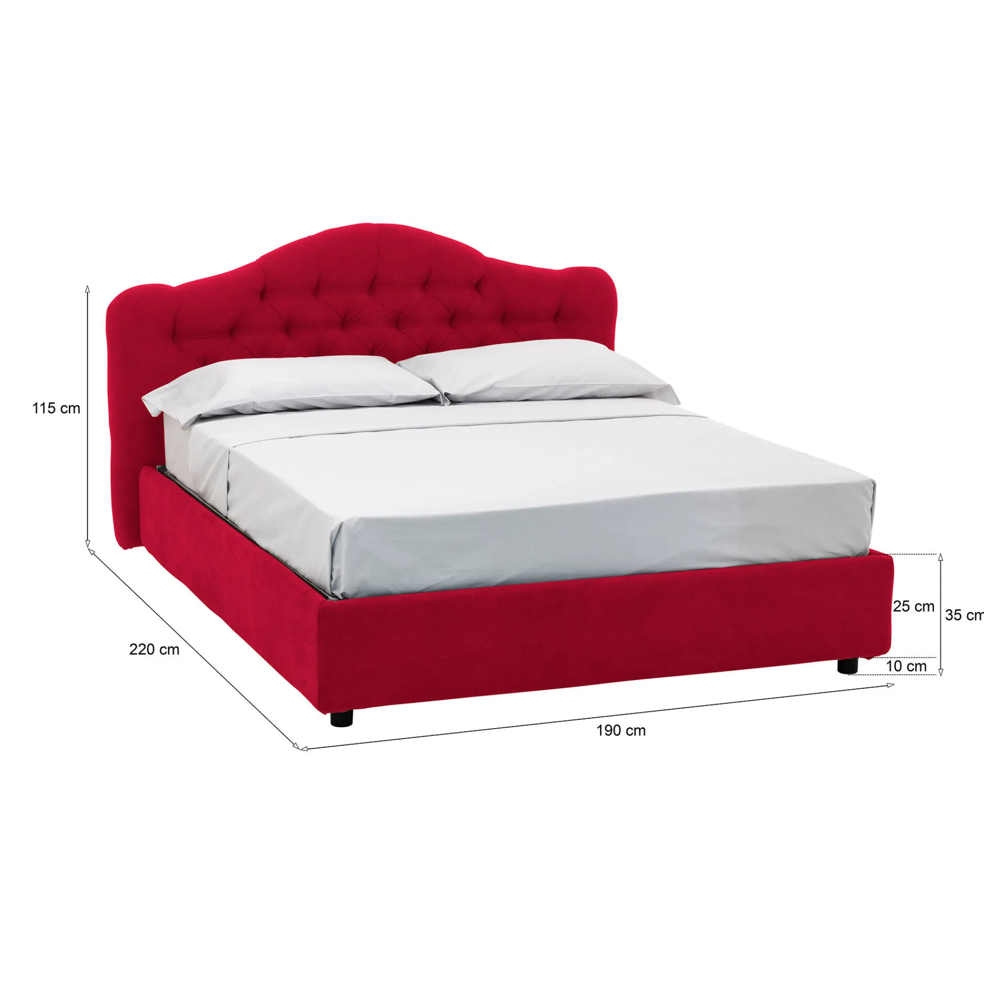 Letto matrimoniale Arex, Adatto a materasso Cm 160x190,<Dmora Hot