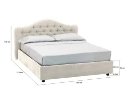 Letto matrimoniale Arex, Adatto a materasso Cm 160x190,<Dmora Store