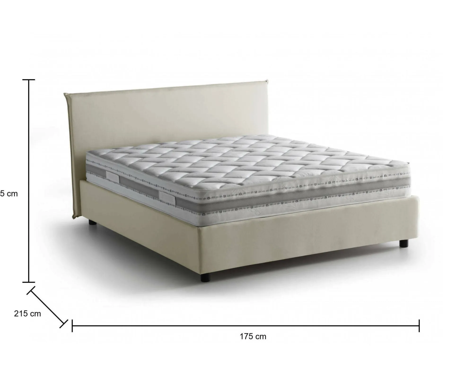 Letto matrimoniale Ariadni, con materasso Cm 160x200 incluso,<Dmora Clearance