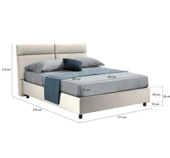 Letto matrimoniale Asica, Con materasso Cm 160x190 incluso,<Dmora Clearance