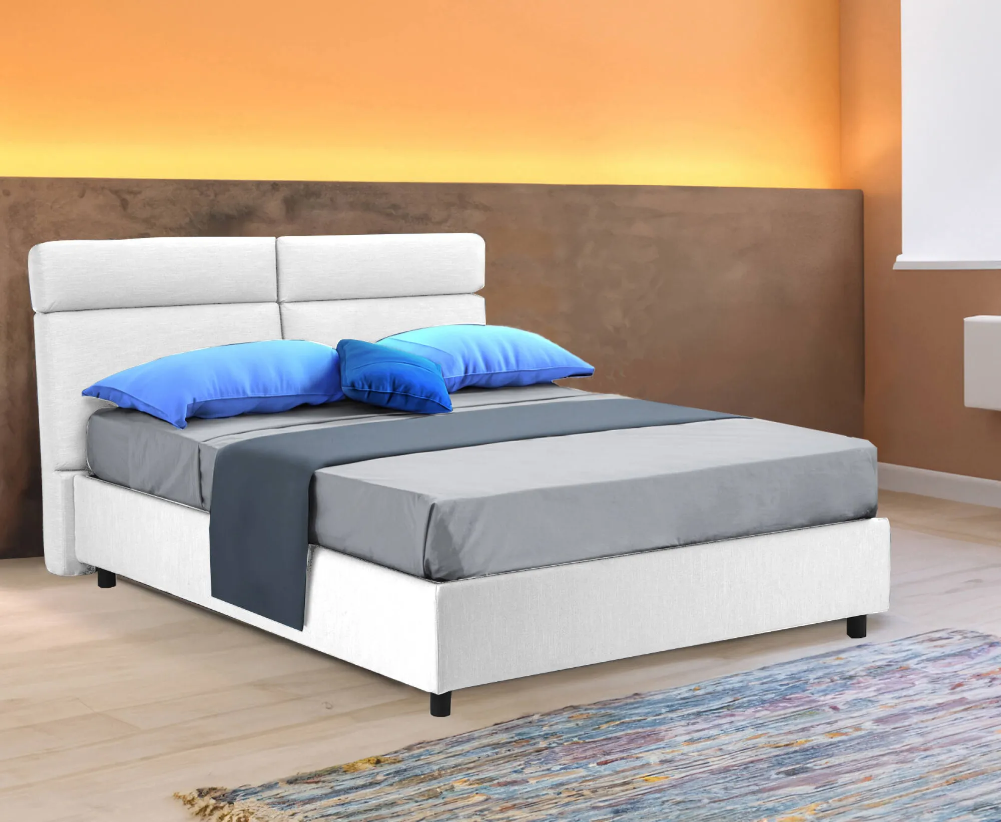 Letto matrimoniale Ator, Adatto a materasso Cm 160x200,<Dmora New
