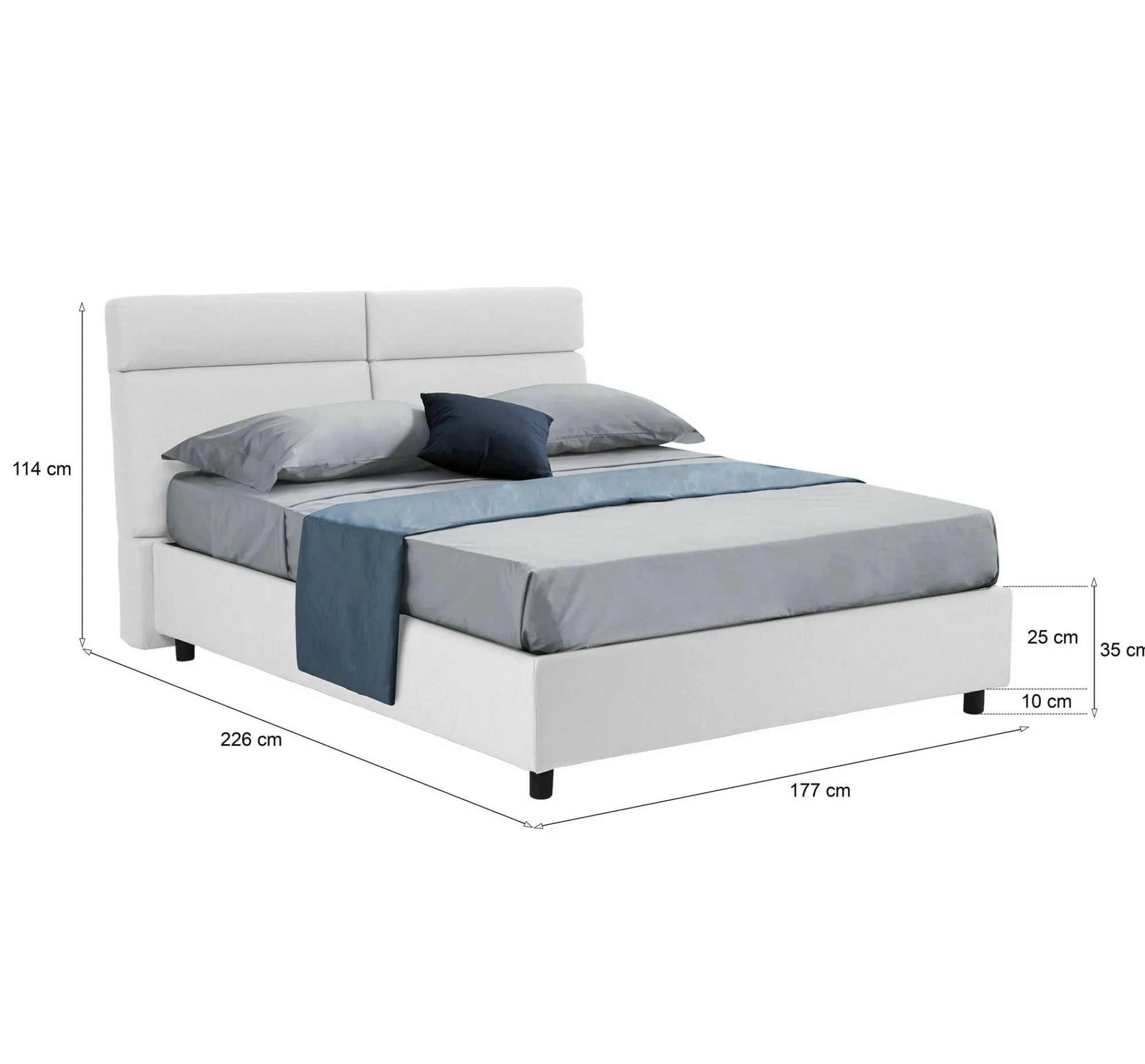 Letto matrimoniale Ator, Adatto a materasso Cm 160x200,<Dmora New