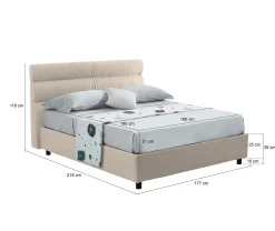 Letto matrimoniale Briatico, Con materasso Cm 160x190 incluso,<Dmora Hot