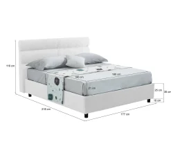 Letto matrimoniale Briatico, Con materasso Cm 160x190 incluso,<Dmora Cheap