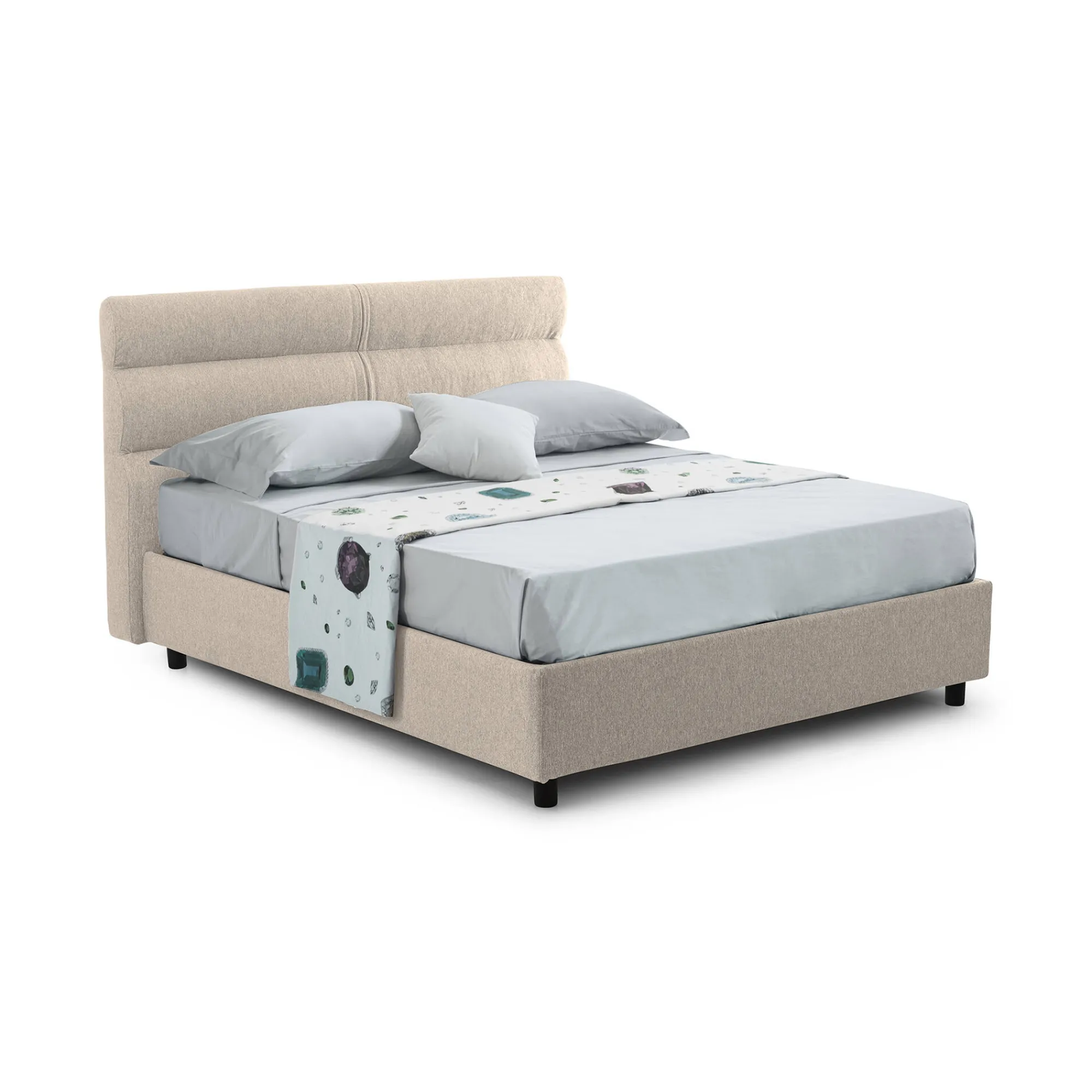 Letto matrimoniale Brienno, Adatto a materasso Cm 160x190,<Dmora New