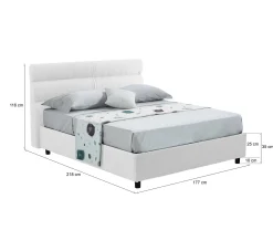 Letto matrimoniale Brienno, Adatto a materasso Cm 160x190,<Dmora Cheap