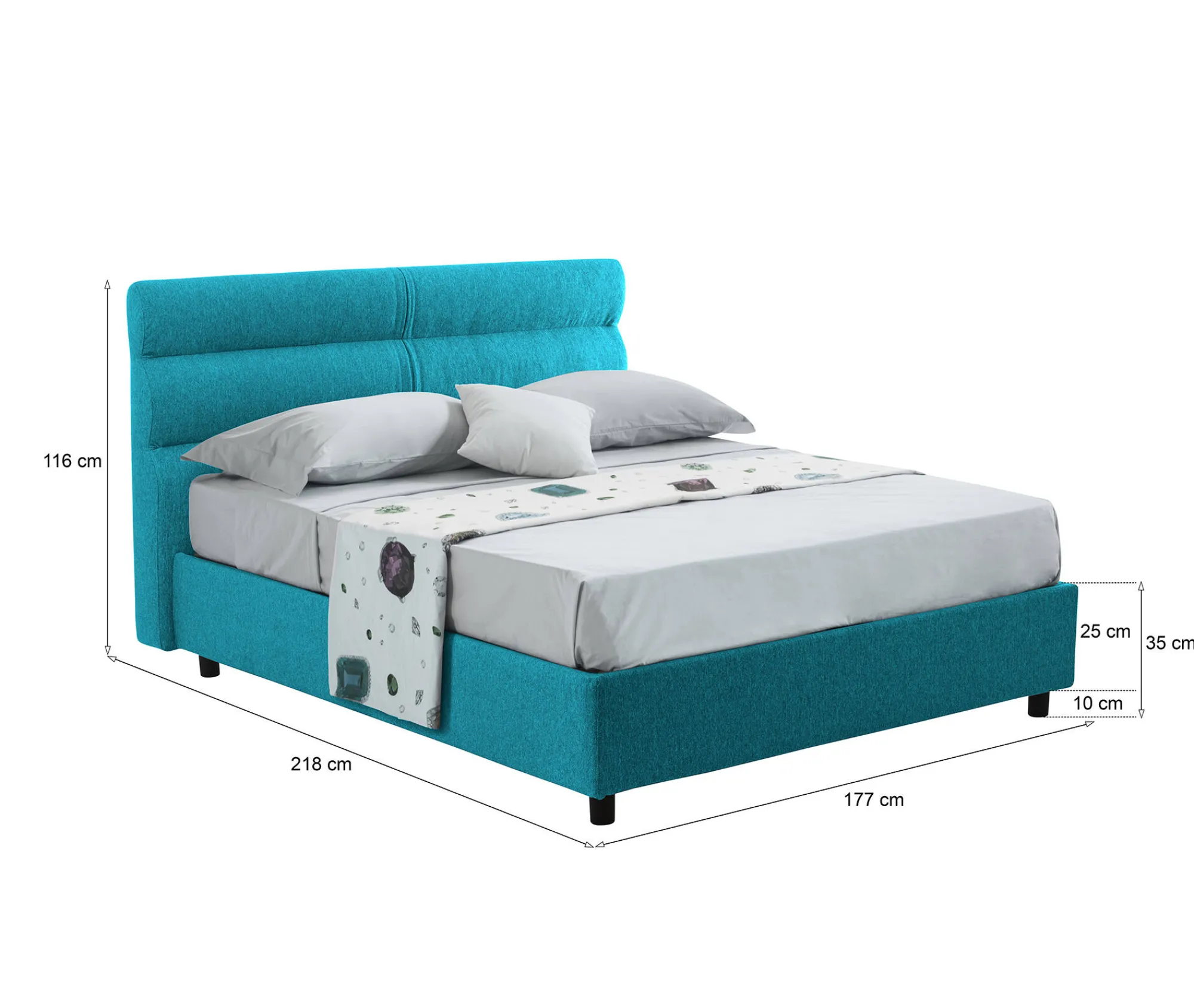 Letto matrimoniale Brienno, Adatto a materasso Cm 160x190,<Dmora Fashion
