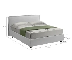Letto matrimoniale Brunate, Con materasso Cm 160x200 incluso,<Dmora Sale