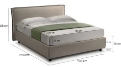 Letto matrimoniale Bruzolo, Con materasso Cm 160x190 incluso,<Dmora Shop