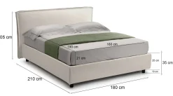 Letto matrimoniale Bruzolo, Con materasso Cm 160x190 incluso,<Dmora Online