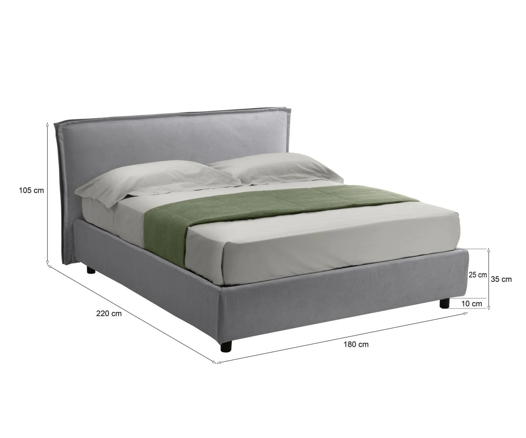 Letto matrimoniale Bubbio, Adatto a materasso Cm 160x200,<Dmora Store