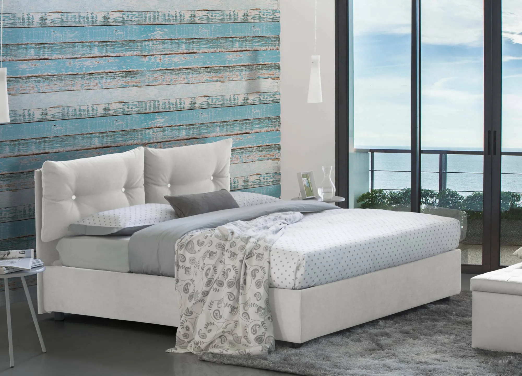 Letto matrimoniale Calcite, con materasso Cm 160x200 incluso,<Dmora Cheap