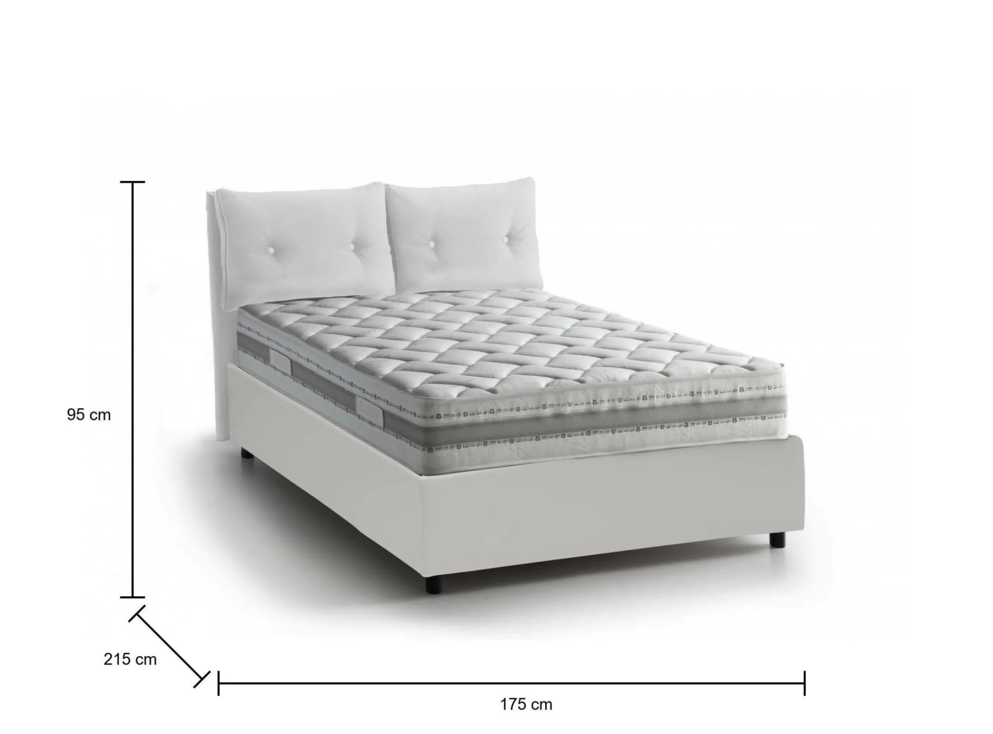Letto matrimoniale Calcite, con materasso Cm 160x200 incluso,<Dmora Cheap