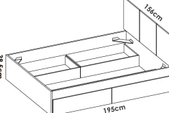 Letto matrimoniale Dhadwi, 166x205 h96 cm, Bianco e Rovere<Dmora Store