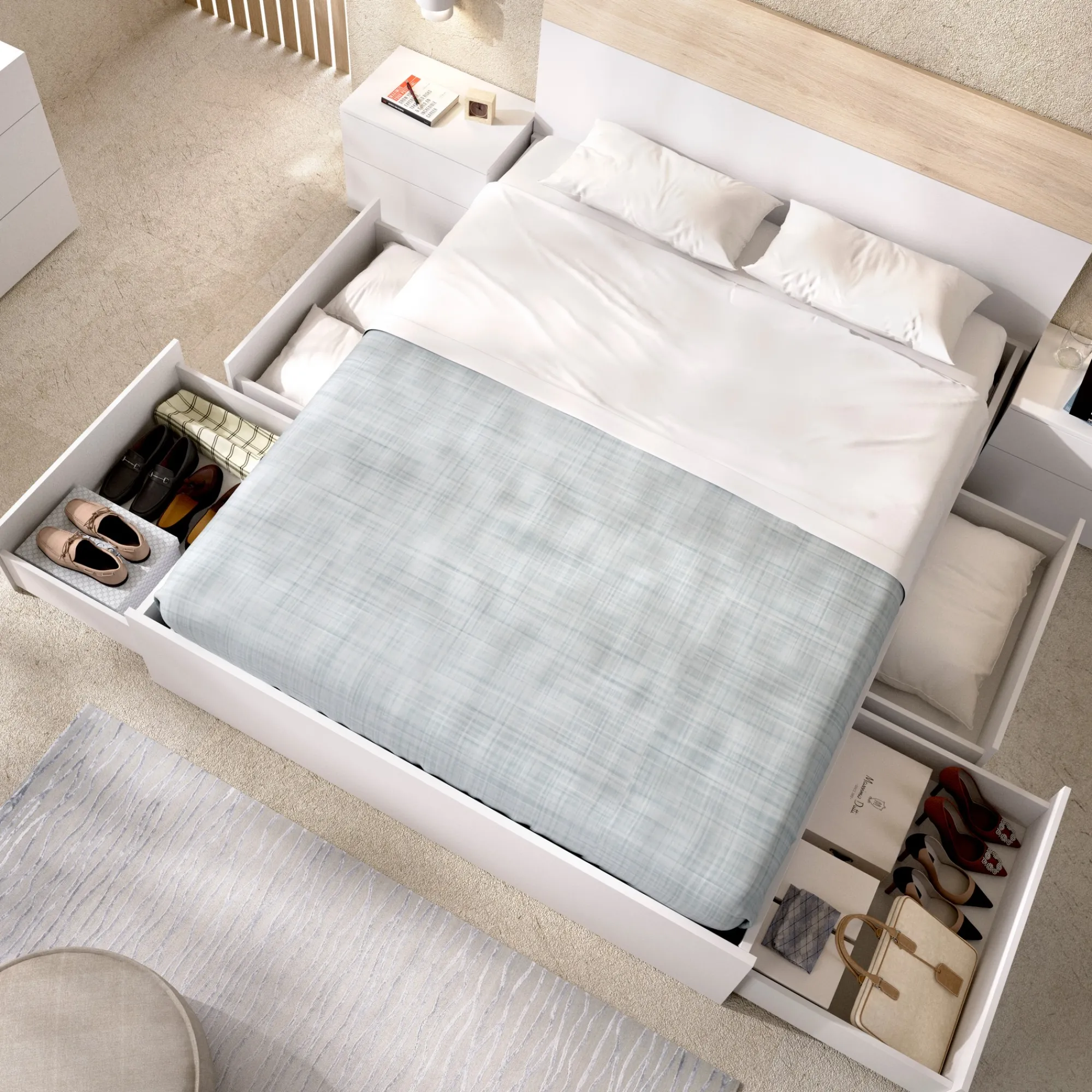 Letto matrimoniale Dmaresc, 197x160h37 cm,<Dmora Clearance