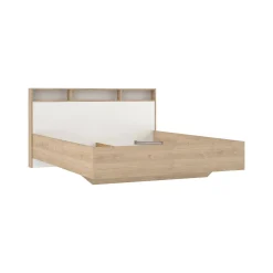Letto matrimoniale Dshib, 216x170 h1 cm, Rovere e Bianco<Dmora Online