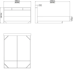 Letto matrimoniale Dshib, 216x170 h1 cm, Rovere e Bianco<Dmora Online