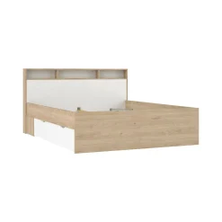 Letto matrimoniale Enteng, 216x170 h97 cm, Rovere e Bianco<Dmora Online