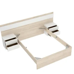 Letto matrimoniale Haima, 267x205 h96 cm, Rovere e Bianco<Dmora Online