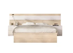 Letto matrimoniale Haima, 267x205 h96 cm, Rovere e Bianco<Dmora Online