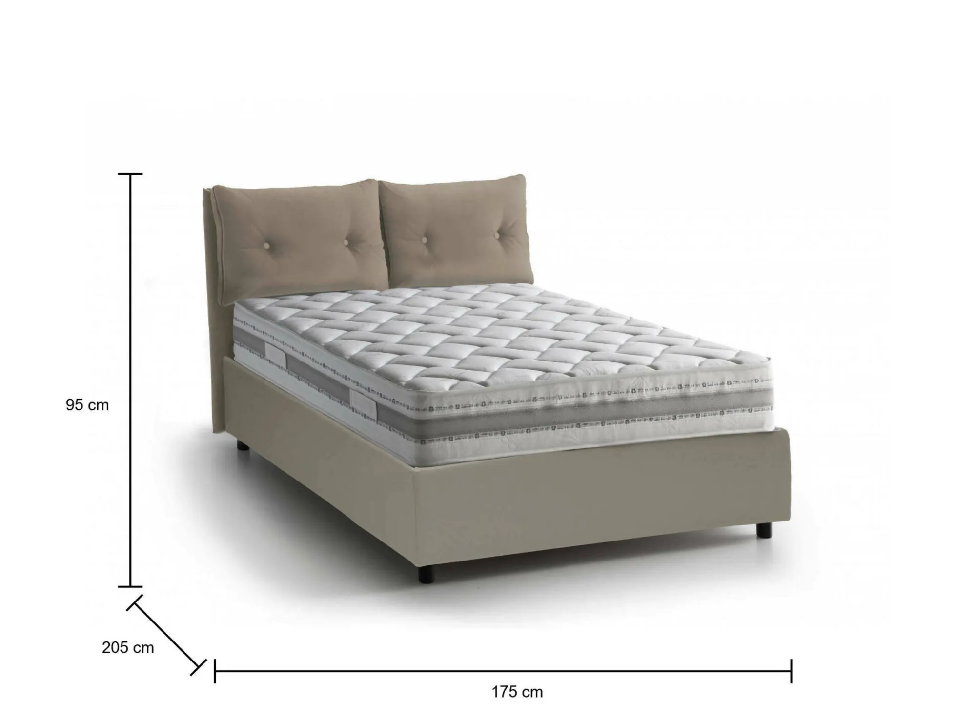 Letto matrimoniale Hanoi, con materasso Cm 160x190 incluso,<Dmora Sale