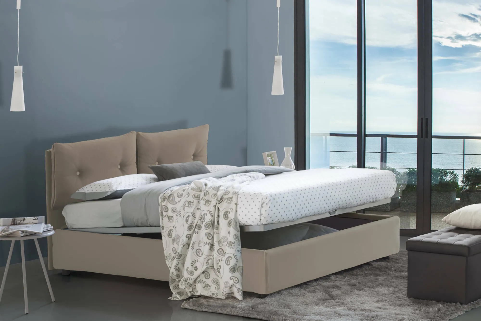 Letto matrimoniale Hanoi, con materasso Cm 160x190 incluso,<Dmora Sale