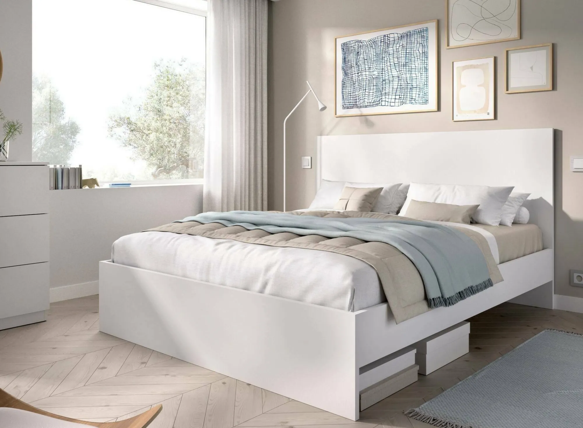 Letto matrimoniale Lana, 166x205 h100 cm,<Dmora Shop