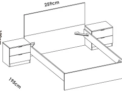 Letto matrimoniale Lupit, 266x205 h100 cm,<Dmora Best Sale