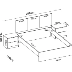 Letto matrimoniale Marika, 267x205 h96 cm,<Dmora Cheap
