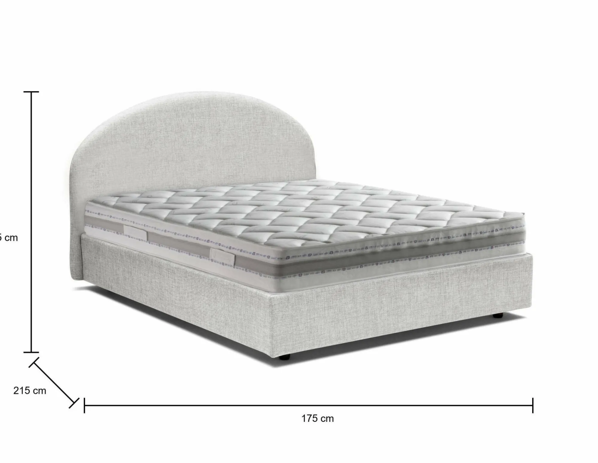 Letto matrimoniale Melanite, con materasso Cm 160x200 incluso,<Dmora Online