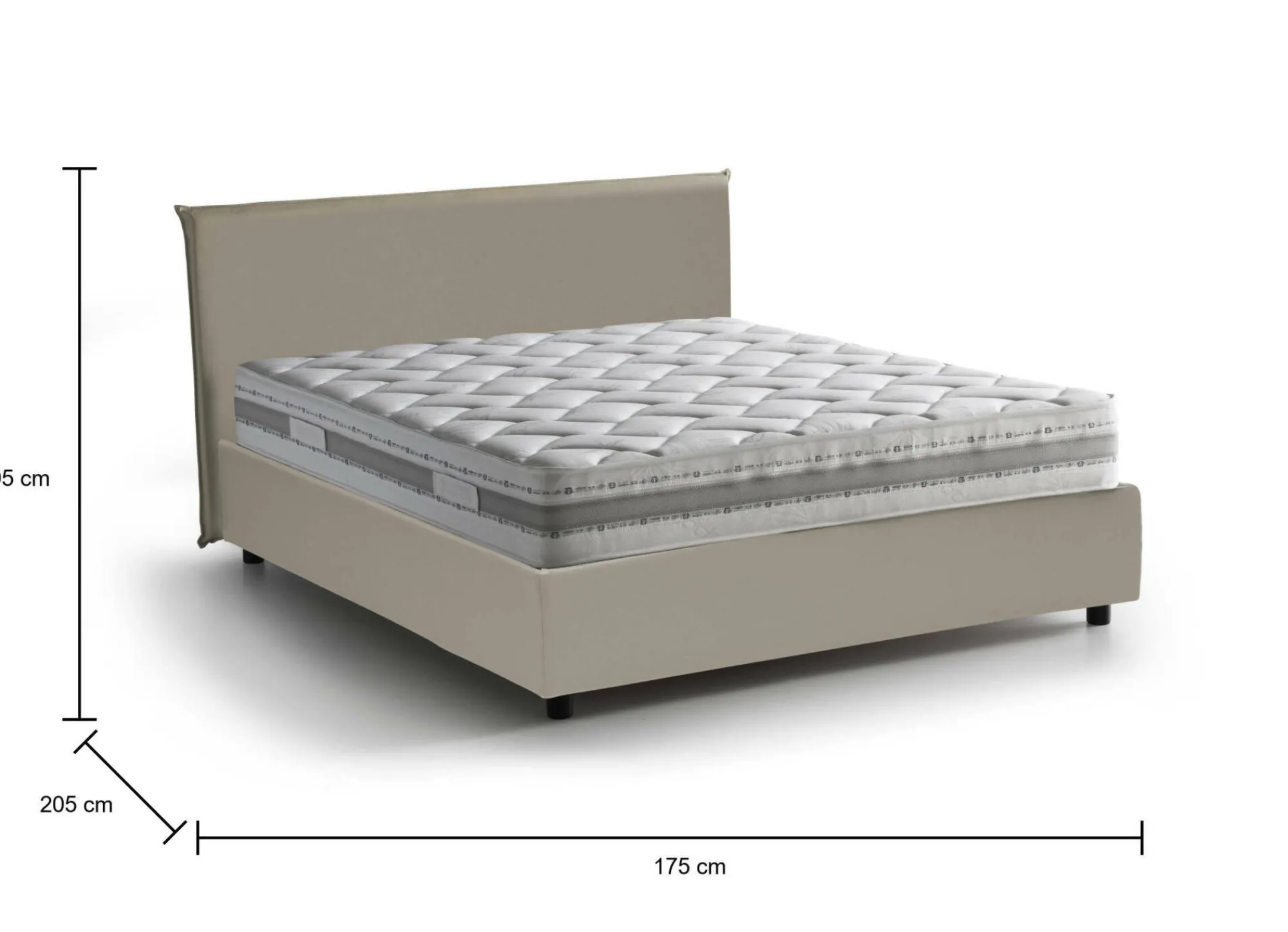 Letto matrimoniale Nessuna, con materasso Cm 160x190 incluso,<Dmora Fashion
