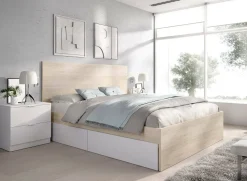 Letto matrimoniale Usman, 269x205 h100 cm, Bianco e Rovere<Dmora Flash Sale