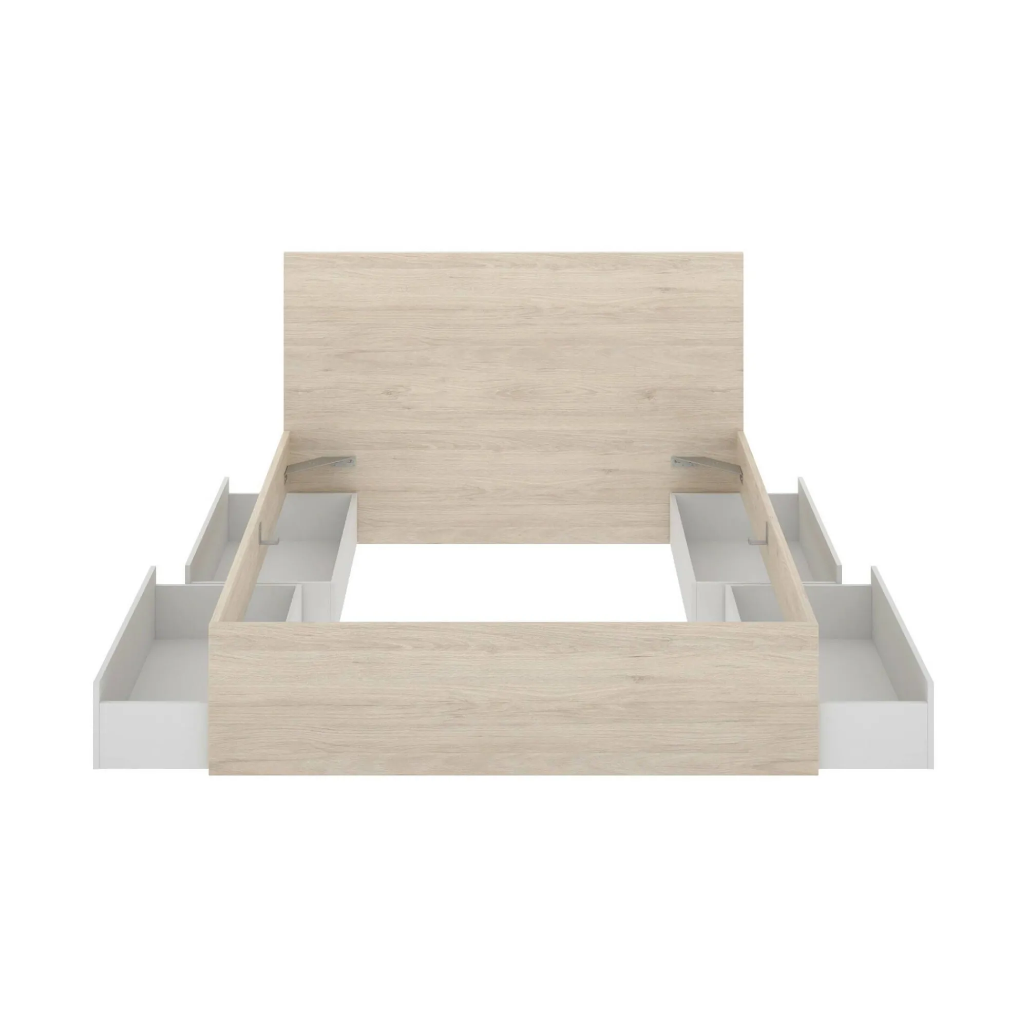 Letto matrimoniale Usman, 269x205 h100 cm, Bianco e Rovere<Dmora Flash Sale