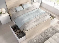 Letto matrimoniale Usman, 269x205 h100 cm, Bianco e Rovere<Dmora Flash Sale