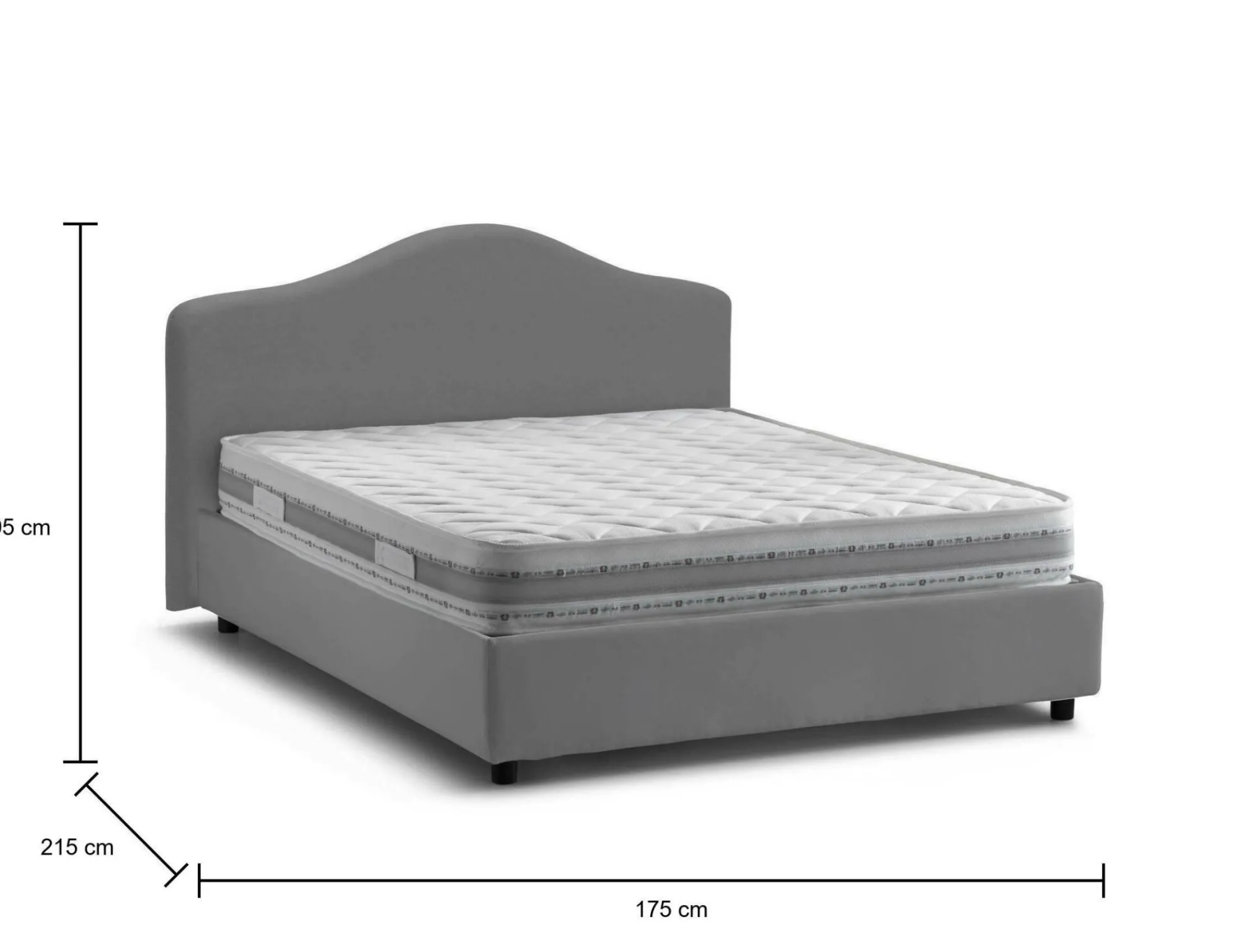 Letto matrimoniale Verdite, con materasso Cm 160x200 incluso,<Dmora Clearance