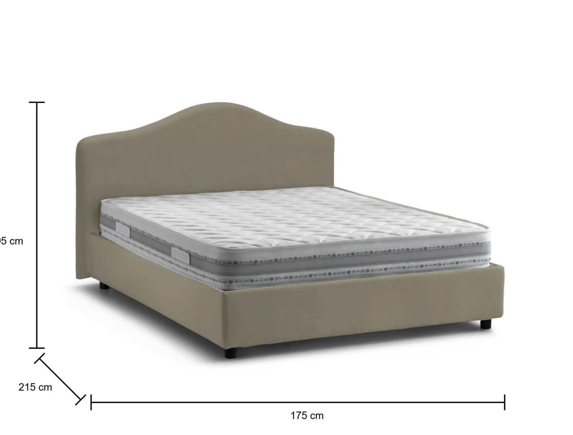 Letto matrimoniale Verdite, con materasso Cm 160x200 incluso,<Dmora Outlet