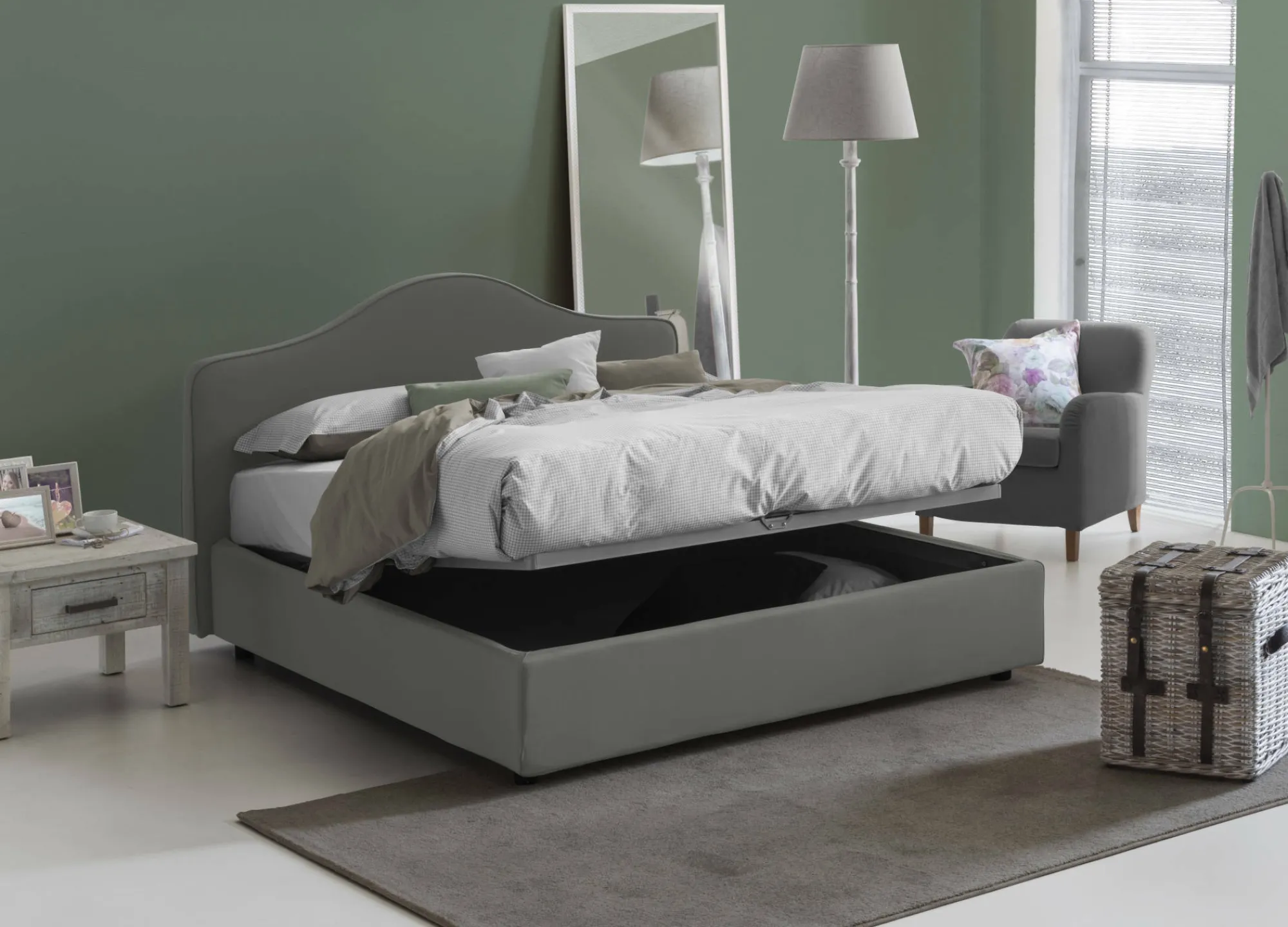 Letto matrimoniale Verdite, con materasso Cm 160x200 incluso,<Dmora Clearance