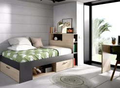 Letto per bambini Adrielle, 218x99h96 cm, Rovere e Antracite<Dmora Online