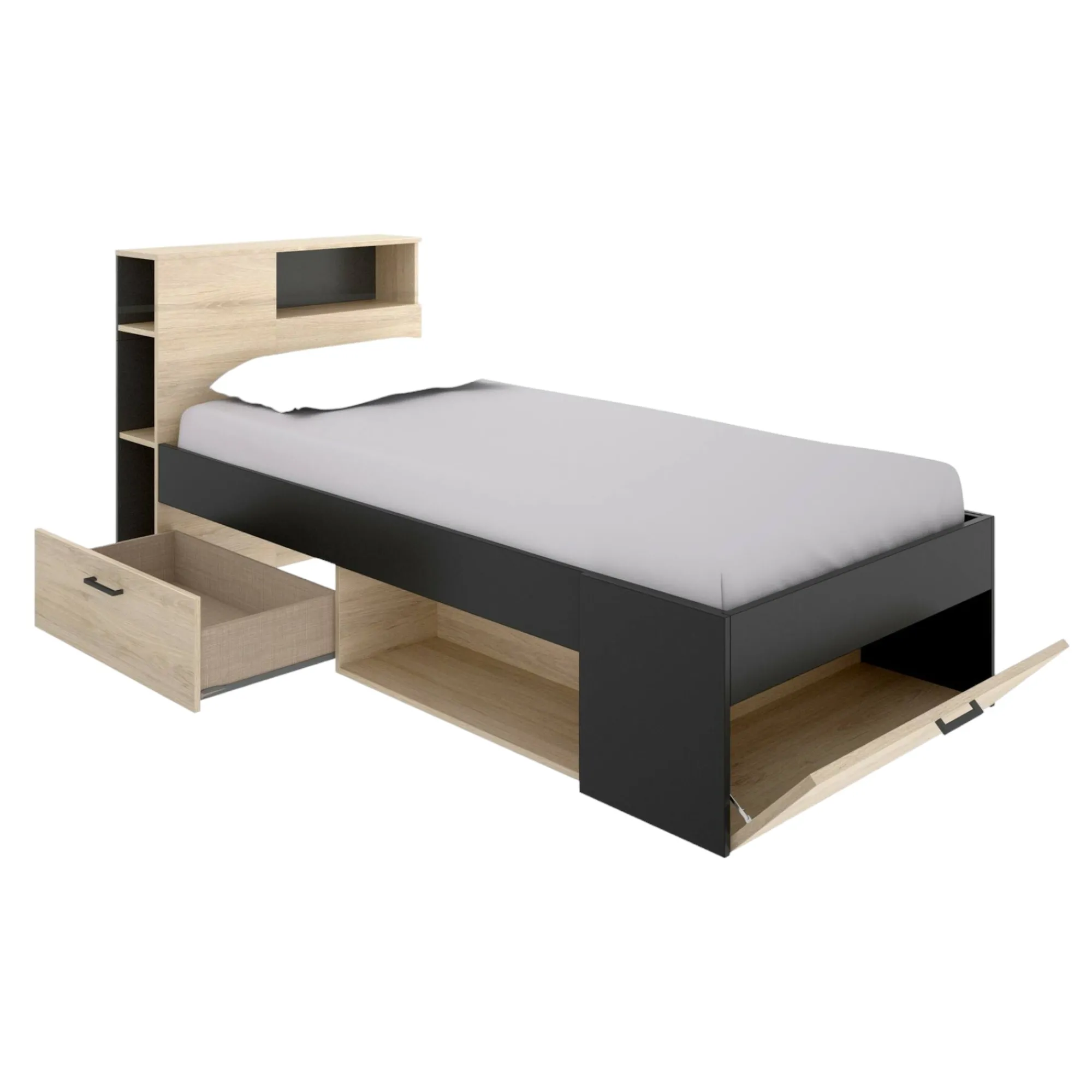 Letto per bambini Adrielle, 218x99h96 cm, Rovere e Antracite<Dmora Online