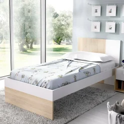Letto per bambini Allegro, 196x97h79 cm, Bianco e Rovere<Dmora Best
