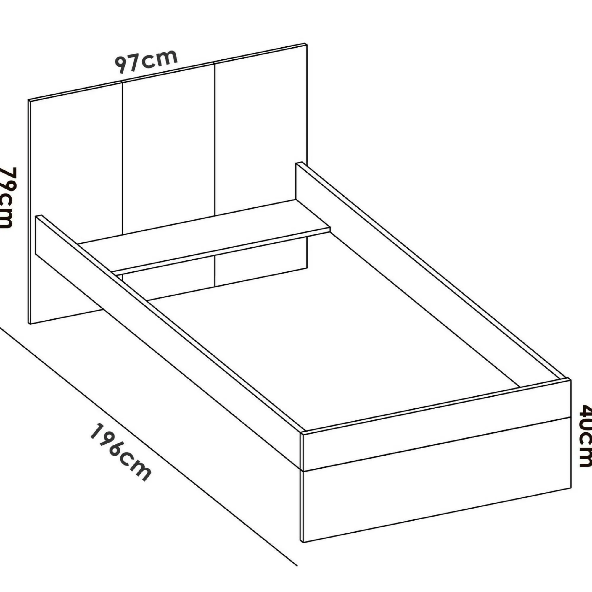 Letto per bambini Allegro, 196x97h79 cm, Bianco e Rovere<Dmora Best