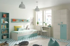 Letto per bambini Aqua, 201x98h43 cm, Bianco e Verde acqua<Dmora Shop