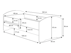 Letto per bambini Arborea, 85x164 h63 cm,<Dmora Online