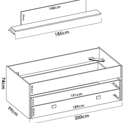 Letto per bambini Arod, 200x99h74 cm, Bianco e Blu<Dmora Shop